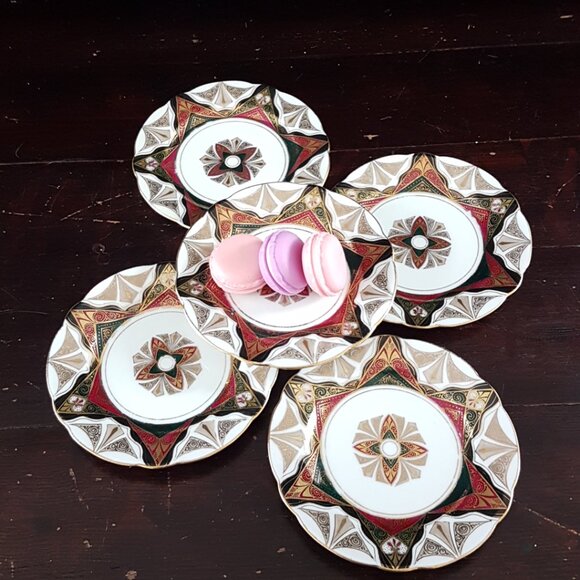 Hand Painted Austria 5.5" Art Deco Side Plates-Set of 5 - Picture 2 of 10